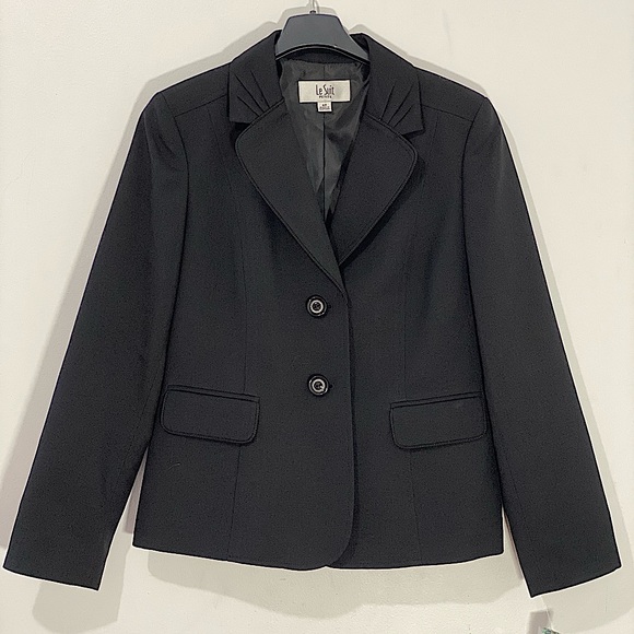 NEW LeSuit Womens 2 Button Black Pant Suit - Picture 1 of 11